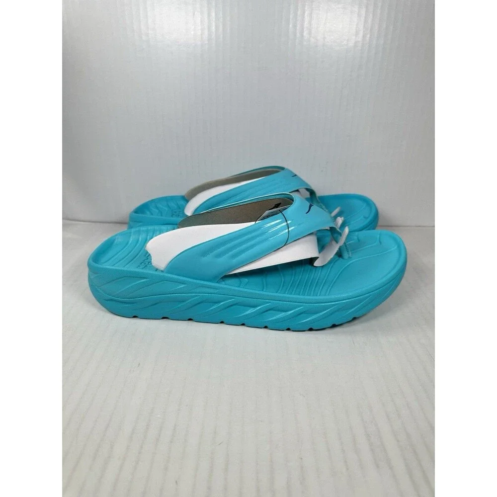 Size 12 Mens Hoka One One Ora Recovery Flip Flop Sandals 1099675 Blue NEW